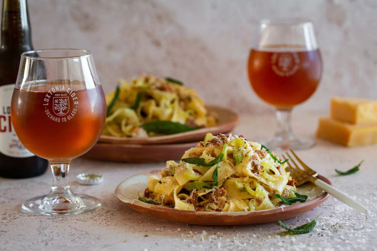 Loxtonia-Pale-Amber-Cider-Cider-Sage-Sausage-Pappardelle-